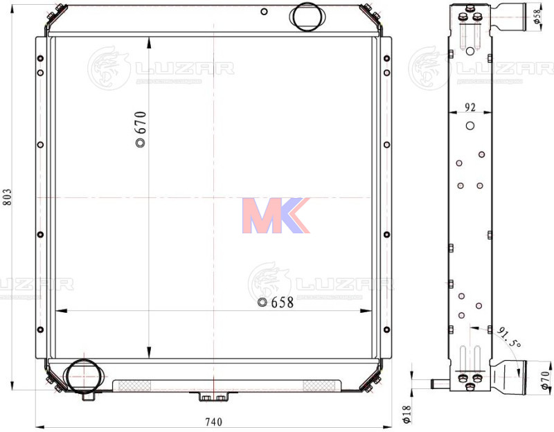 Радиатор основной 5320 (медный 4-х рядный) RADBERG