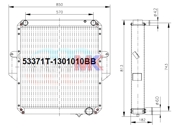 Радиатор основной 53371 3х ряд. МАЗ-5433,54328 ШААЗ